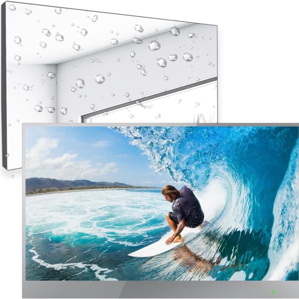 Soulaca 22 Inch Mirror TV, Smart TV for Bathroom, Digital/Analog Tuner, Mirror Panel, Magic Remote, Waterproof, Netflix, Integrated Speaker, Model 2024