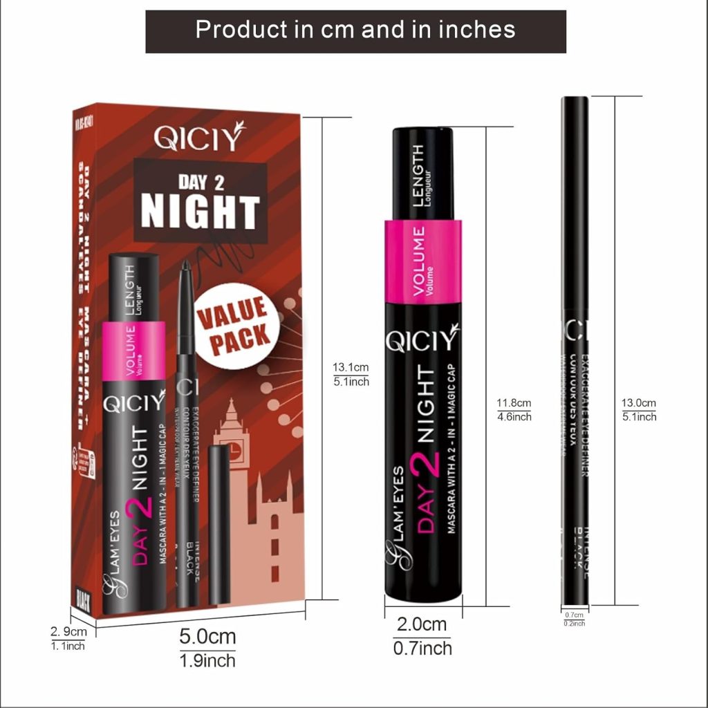 AXIYIBZI Black Mascara & Eyeliner Set - Waterproof Smudge-Proof Combo for Voluminous Lashes + Sharp Wings | 24H All-Day Wear, Clump-Free, Easy Application