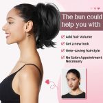 ⁦ALMEKAQUZ Messy Bun Hair Piece, 12 Inch Claw Clip Hairpiece in Straight Hair Bun, Short Ponytail Bun Extension, DIY Styles Fake Hair Bun for Women - Black⁩ - الصورة ⁦5⁩