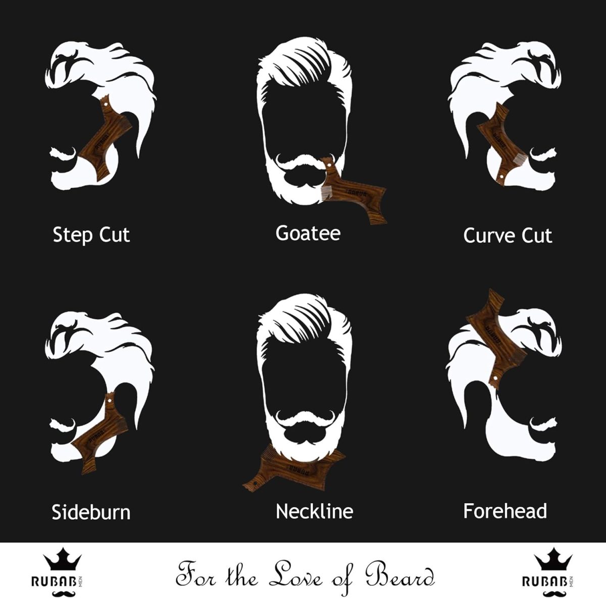 ⁦Rubab Men Beard Shaper | A Premium Wooden Beard Shaping Tool Hand-Crafted in India for Perfect Beard & Neck Line | Easy Home Use⁩ - الصورة ⁦5⁩