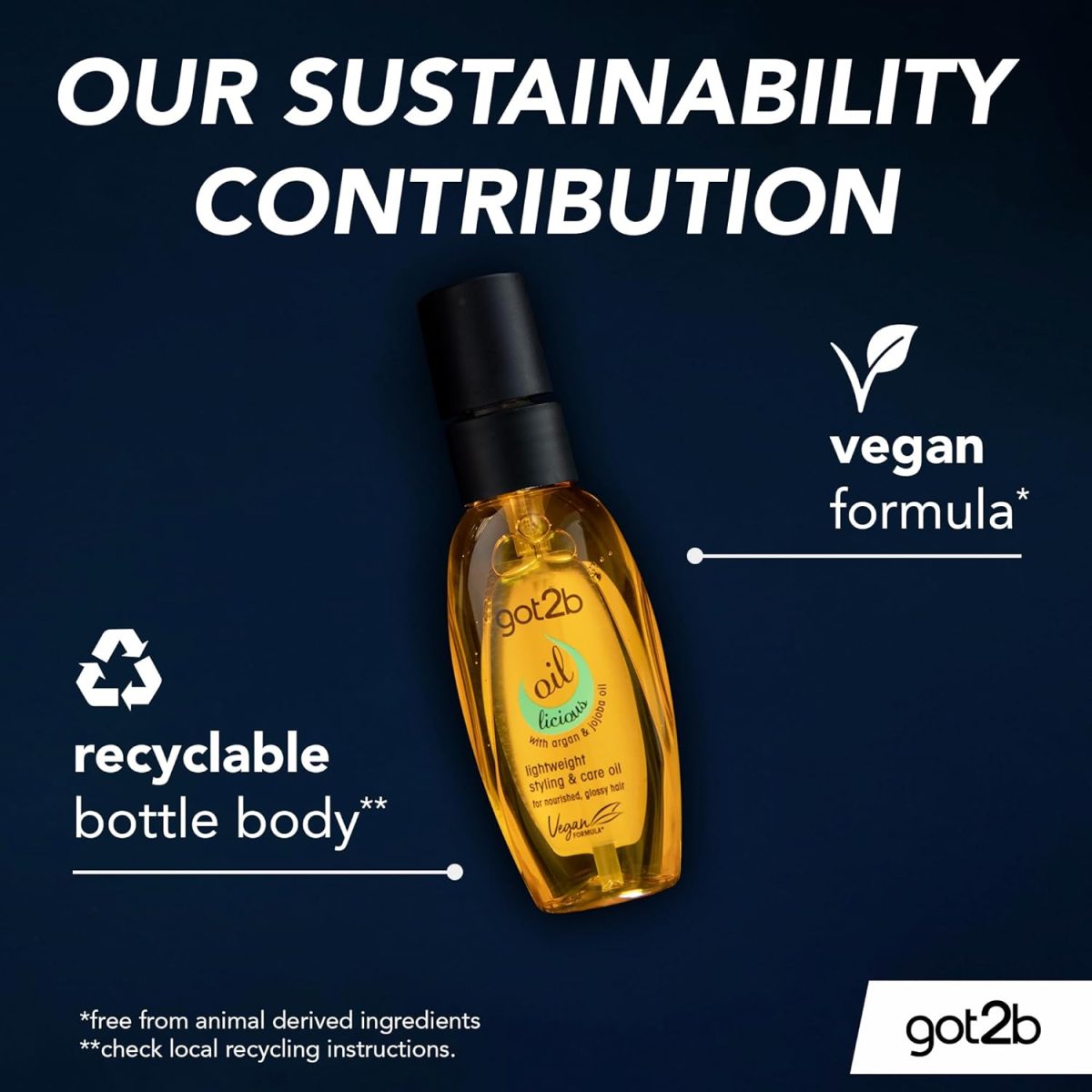 ⁦got2b Schwarzkopf Oil-licious Styling Oil, Vegan, Contains Argan Oil to Reduce Frizz and Leave Hair Sleek 50 ml⁩ - الصورة ⁦6⁩
