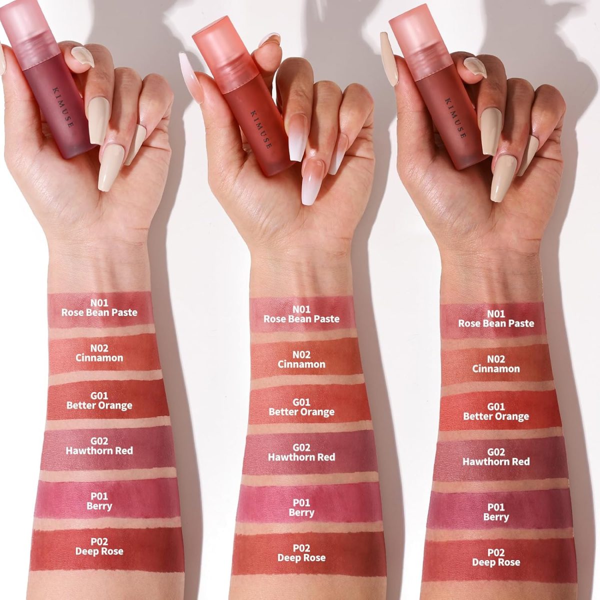 ⁦KIMUSE Lip Stain Set, 6 Colors Water Gel Lip Tint Lipstick, Highly Pigmented Long Lasting Moisturizing Lightweight Lipstain Makeup, Matte Finish⁩ - الصورة ⁦6⁩