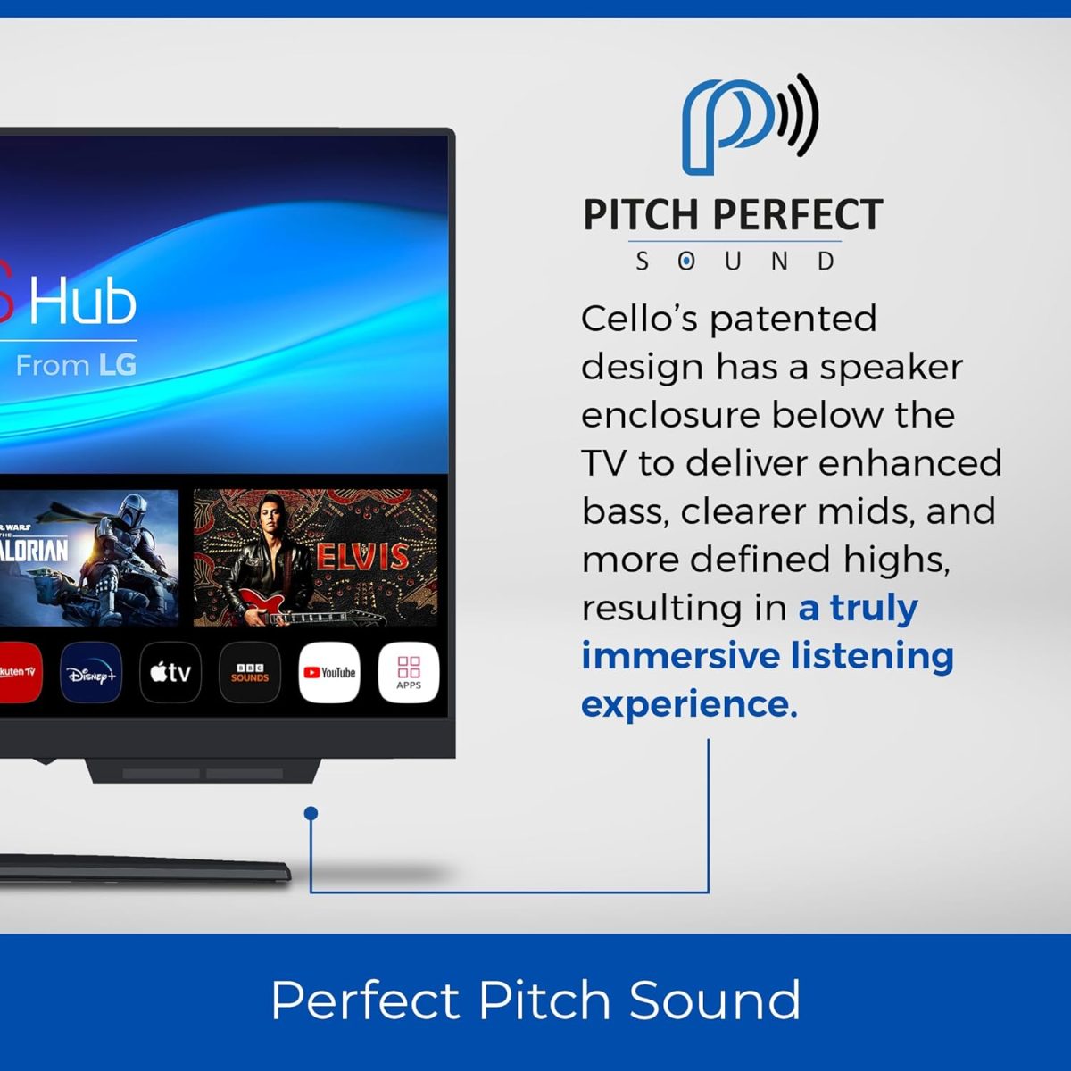 ⁦Cello C1924WSH 19" inch SMART borderless TV Triple tuner (DVB-C/-S2/-T2) Bluetooth Ultra-fast "WebOS by LG". "Pitch Perfect" speakers Disney+ Netflix Prime Made in Europe [2024]⁩ - الصورة ⁦4⁩