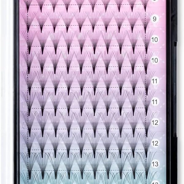 Eyelash Extensions 3D 4D 5D 6D 8D 9D 10D Thickness 0.07/0.1 C/D Curl Eyelashes Middle Stem & Long Stem Heat Bonded Premade Fans Russian Volume Lash Extensions Supplies (Middle Stem 10D-0.07-C-8-15mm)