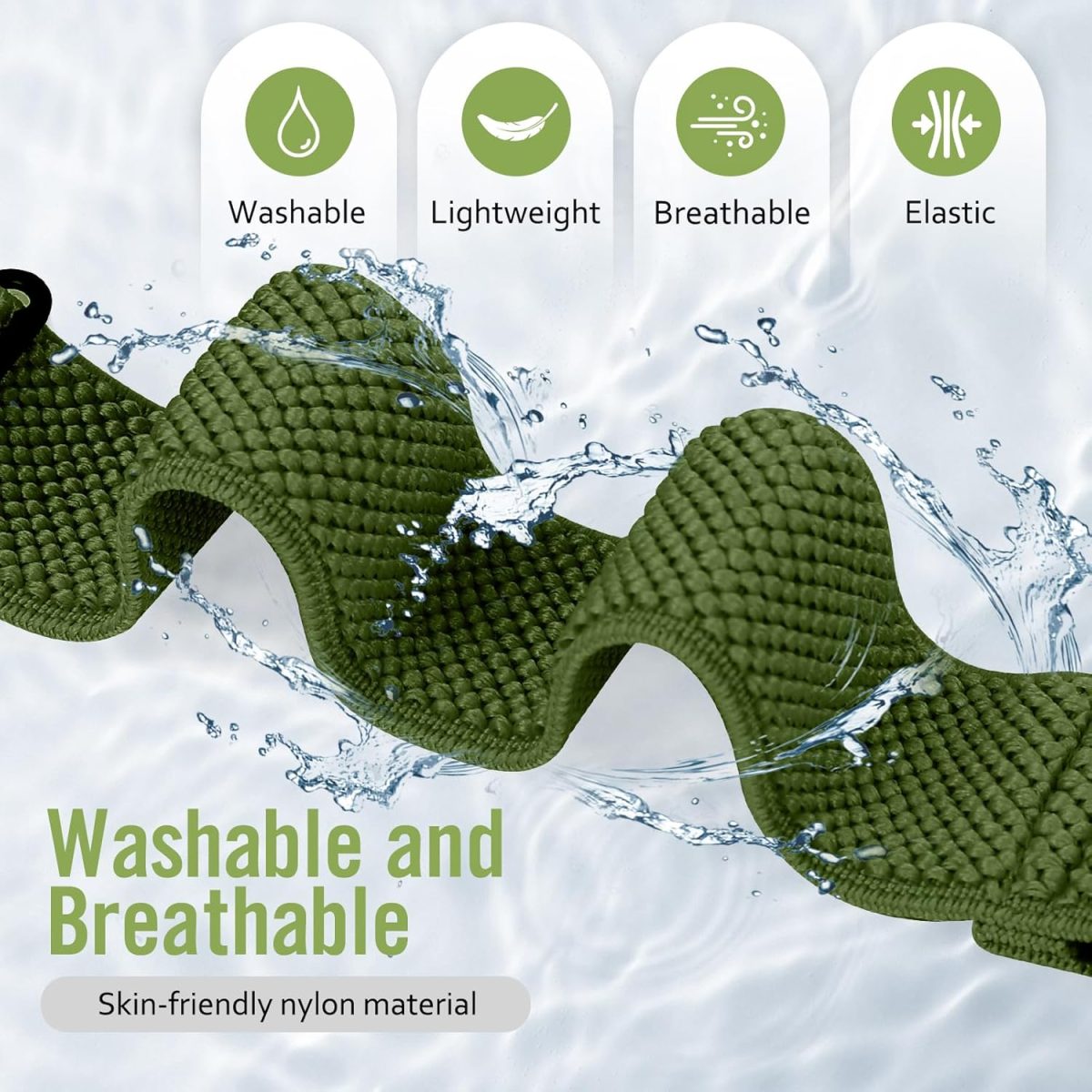 ⁦XANS 2 Pack Elastic Bands Compatible wtih Huawei Watch Fit 3/Fit 4/Fit 4 Pro - Solo Loop Nylon Breathable Adjustable Wirststraps for Women Men⁩ - الصورة ⁦3⁩