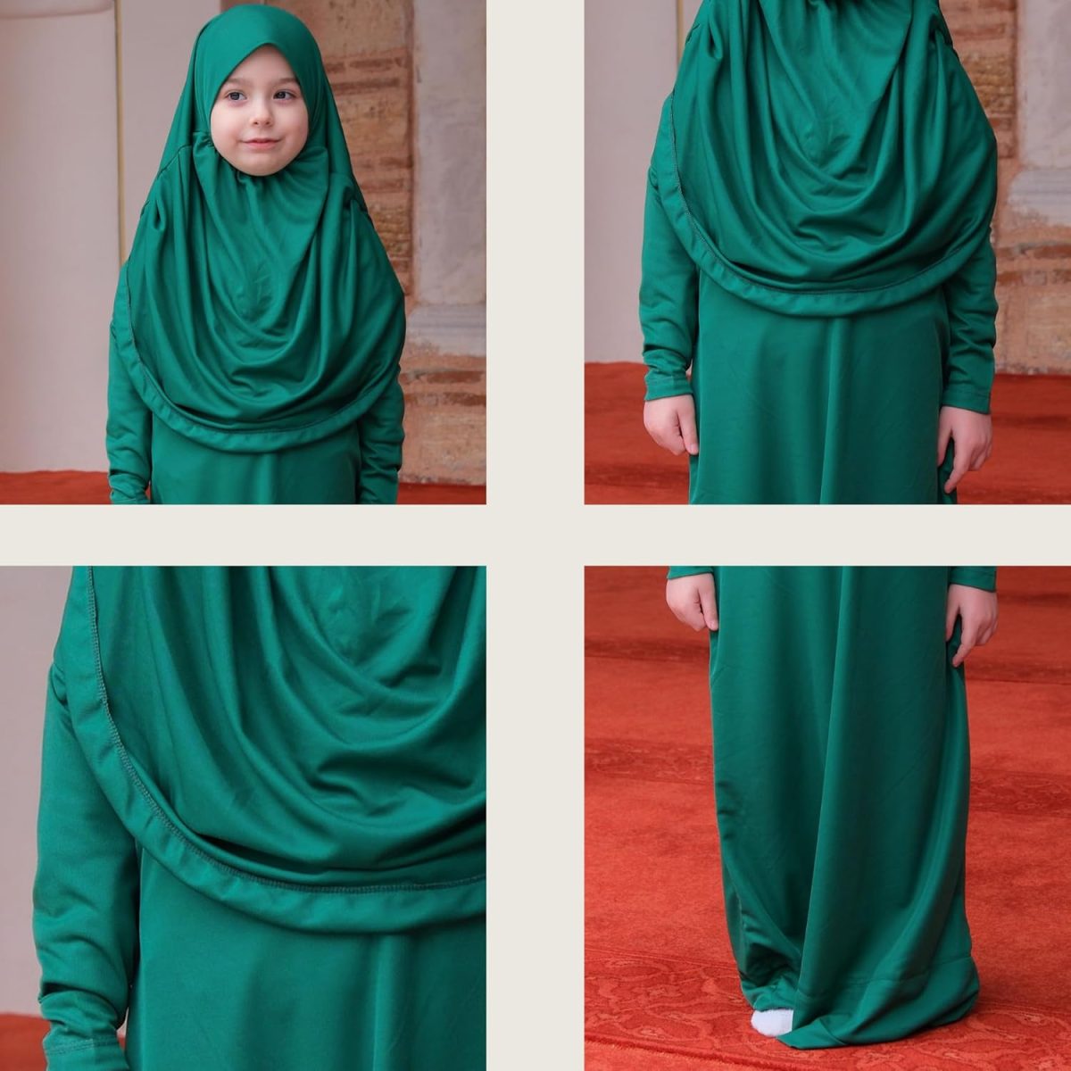 ⁦LOCCO Prayer Dress For Kids | One Piece Long Sleeve Prayer Dresses For Girls | Islamic Kids Hijab Clothes For 6-11 Years Old⁩ - الصورة ⁦3⁩