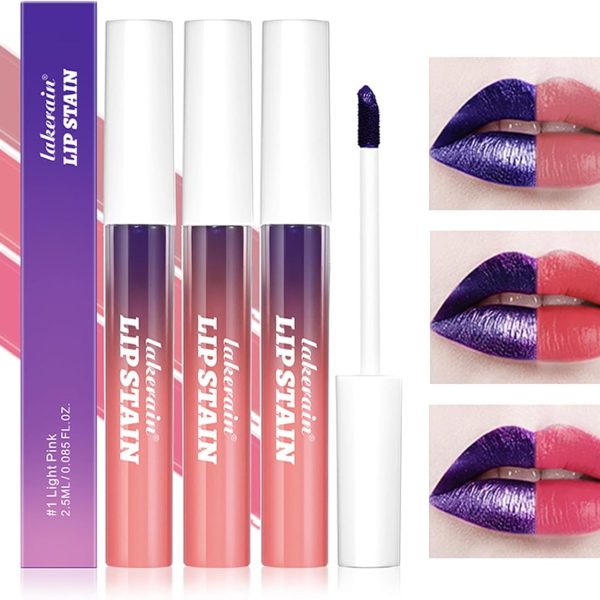 Mrettick Peel Off Lip Stain 3 Colors Matte Tattoo Peel Off Lip Liner Set Long-lasting Waterproof Nude Lip Gloss Highly Pigmented Tattoo Lip Tint Stain (#1, M)