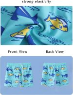 ⁦Toddler Swim Trunks Boys Rash Guard Swimsuit UPF 50+ Bathing Suit Kids Quick Dry Board Shorts Children Summer Beach Swimwear Set with Swim Hat 2 Piece Trendy Surf Pants for 2-12Years Boy⁩ - الصورة ⁦2⁩