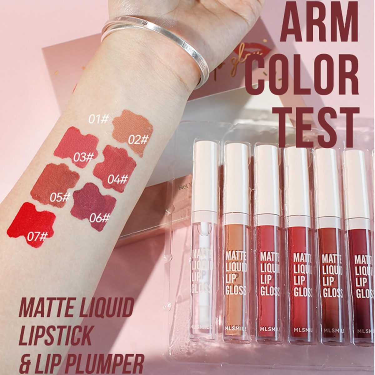 ⁦Azonee 7 Pcs Matte Liquid Lipstick Set Lip Plumper Makeup, Pigmented Waterproof Make Up, Lip Gloss Sets Long Wearing Velvet Lip Kit, Long-Lasting Up to 16H Wear, Non-stick Cup⁩ - الصورة ⁦6⁩