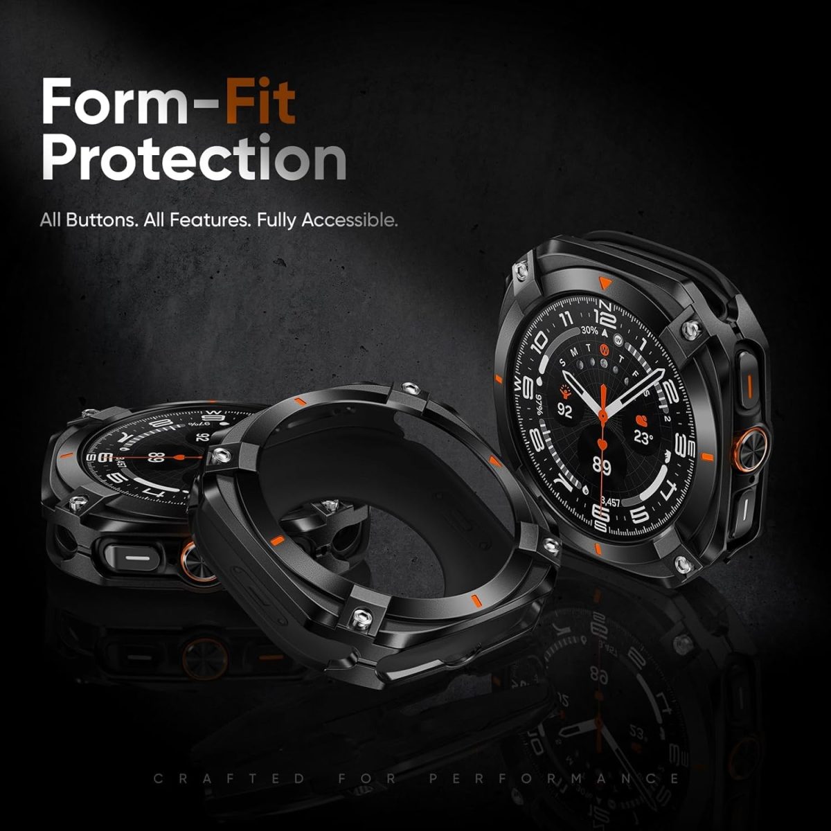 ⁦Metal Case for Samsung Galaxy Watch Ultra 47mm (2024/2025), Rugged 316L Stainless Steel Protective Bezel with Ceramic Back Cover, Shockproof Bumper, Full Body Armor, Multiple Colors⁩ - الصورة ⁦5⁩