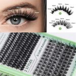 ⁦False Lash DIY Extensions Kit, 551 PCS Reusable Lash Clusters with Bond & Seal, Tweezers, Fluffy Volume Natural Eyelashes for Daily Use (Green)⁩ - الصورة ⁦2⁩
