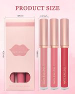 ⁦Matte Liquid Lipstick Set-3Pcs High Pigmented Lip Stain Tint, Long Lasting 24H Red Lipstick Waterproof Non-Stick Cup Velvet Lip Gloss, Smudge Proof Not Fade Lips Blam Makeup Gift Box for Women-Set d⁩ - الصورة ⁦7⁩