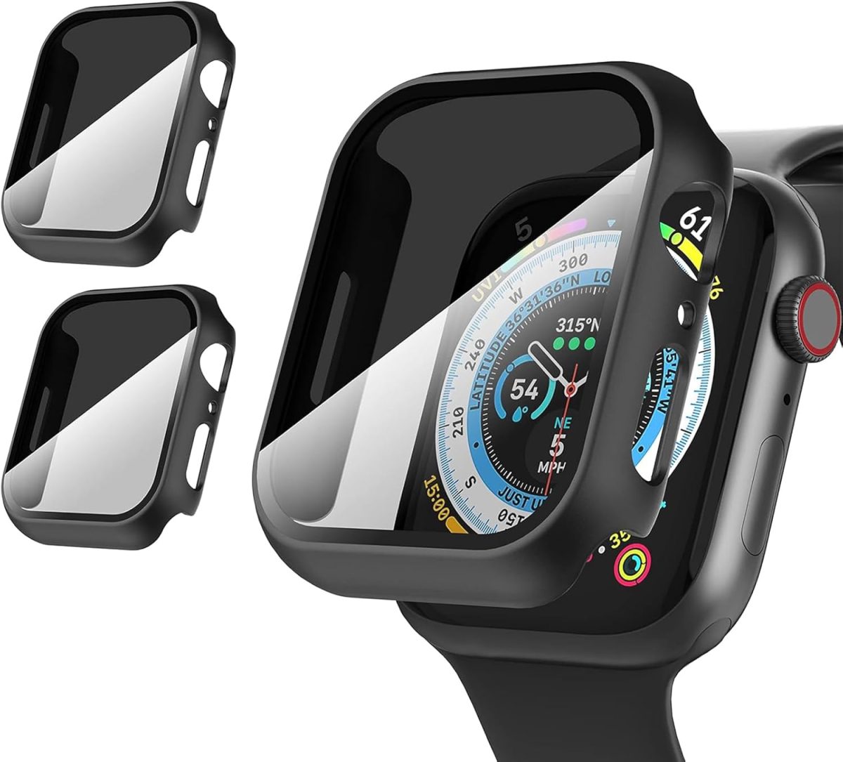 2 Pack for Apple Watch Series SE 6/5/4 44mm Privacy Screen Protector Case, [Anti-Peeping] Ultra-Thin Tempered Glass Case Cover for Watch Series 6/5/4/Series SE 2 (Black/Black, 44mm)