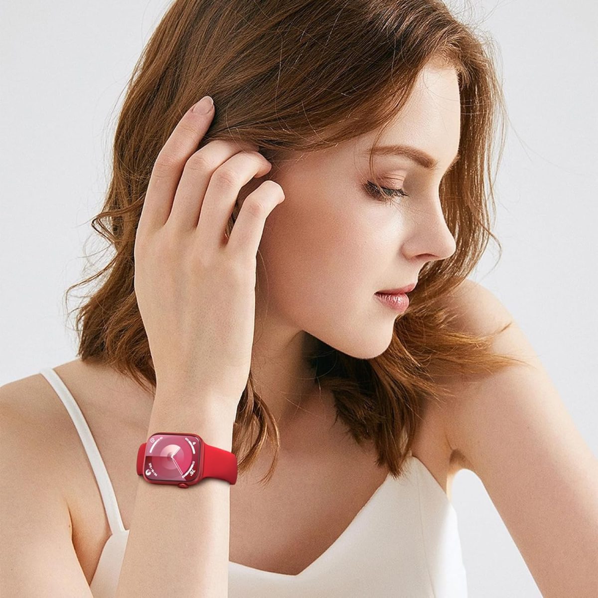 ⁦Distore Bands Compatible with Apple Watch 38mm 40mm 41mm 42mm 44mm 45mm 49mm, Soft Silicone Replacement Sport Accessory Strap Wristband for iWatch Series Ultra/Ultra 2 9/8/7/6/5/4/3/2/1 SE Women Men⁩ - الصورة ⁦6⁩