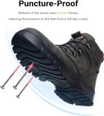 ⁦LIWEGHT Safety Shoes Steel Toe Shoes for Men Women Lightweight Comfortable Safety Boots Breathable Working Indestructible Construction Boots,Gray⁩ - الصورة ⁦4⁩