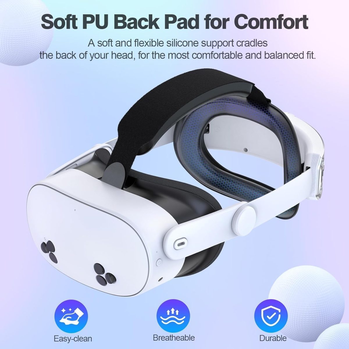 ⁦Head Strap for Meta Quest 3S: VR Headset Accessories - Replacement for Elite Strap - Compatible with Oculus/with Meta Quest 3S - Enhanced Comfort, Reduces Head Pressure⁩ - الصورة ⁦4⁩