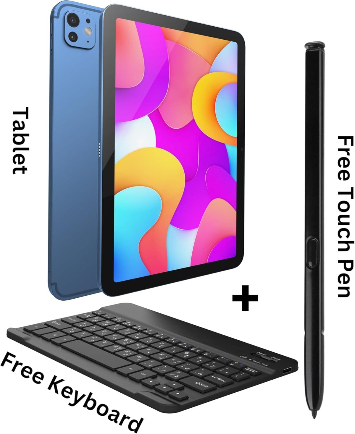 ⁦OTEETO TAB 15 Tablet/10.1 Inch/4G SIM/iOS Style Operating System/5G Dual SIM/Octa Core Processor/Included Flip Cover&Keyboard/8GB RAM + 512 GB ROM/Android 13/6000 mAh/8MP Front+13 MP Rear (Blue)⁩ - الصورة ⁦2⁩