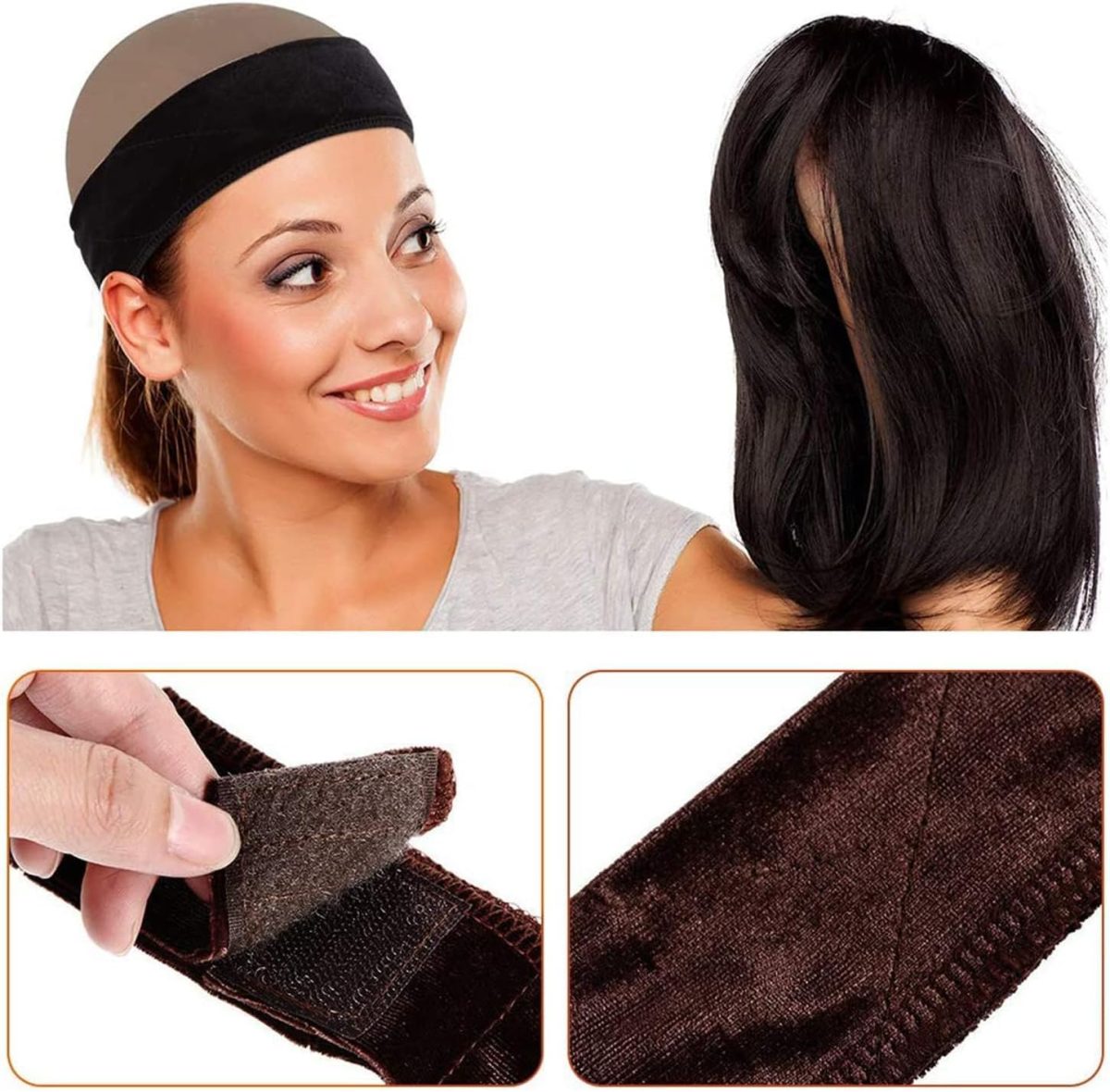 ⁦Aputue Velvet Wigs Headband, 5 Piece Set Flexible Wig Gripper Band, Secure Fit Headband for Men and Women, Ideal for Costume and Fashion⁩ - الصورة ⁦4⁩