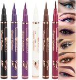 ⁦6 Pcs Eyeliner, Black Blue Violet Nordic Purple White Red Brown Liquid Wing Stamp Eye Pencil Makeup Color for Woman⁩ - الصورة ⁦2⁩