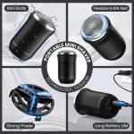 ⁦Excefore Portable Electric Shaver, Mini Rechargeable Waterproof Razor, Electric Razor for Men, Face, White, 3-Blade, Foil Head, 7000RPM, Fast Charging, Travel Lock, Men's Grooming, Adult Men⁩ - الصورة ⁦2⁩