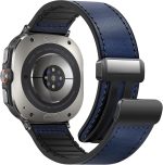 WestEagle Magnetic Leather Watch Band Compatible with Samsung Galaxy Watch Ultra 47mm (2024) Magnetic Buckle Design Adjustable Classic Wristbands Accessories Replacement Straps for Men and Women