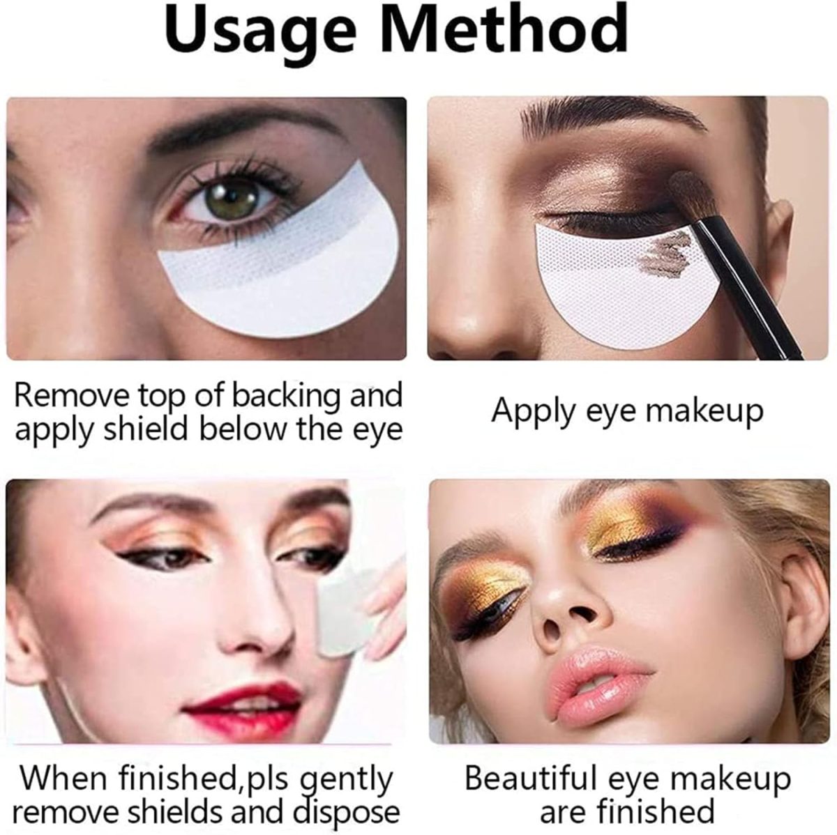 ⁦Joyzzz Eyeshadow Shields, 100 PCS Makeup Tape Supplies, Eyeshadow Stencil for Prevent Makeup Residue, Eyeshadow Gel Pad Patches Eyeshadow Stencils for Prevent Eyelash Extensions, Tinting⁩ - الصورة ⁦6⁩