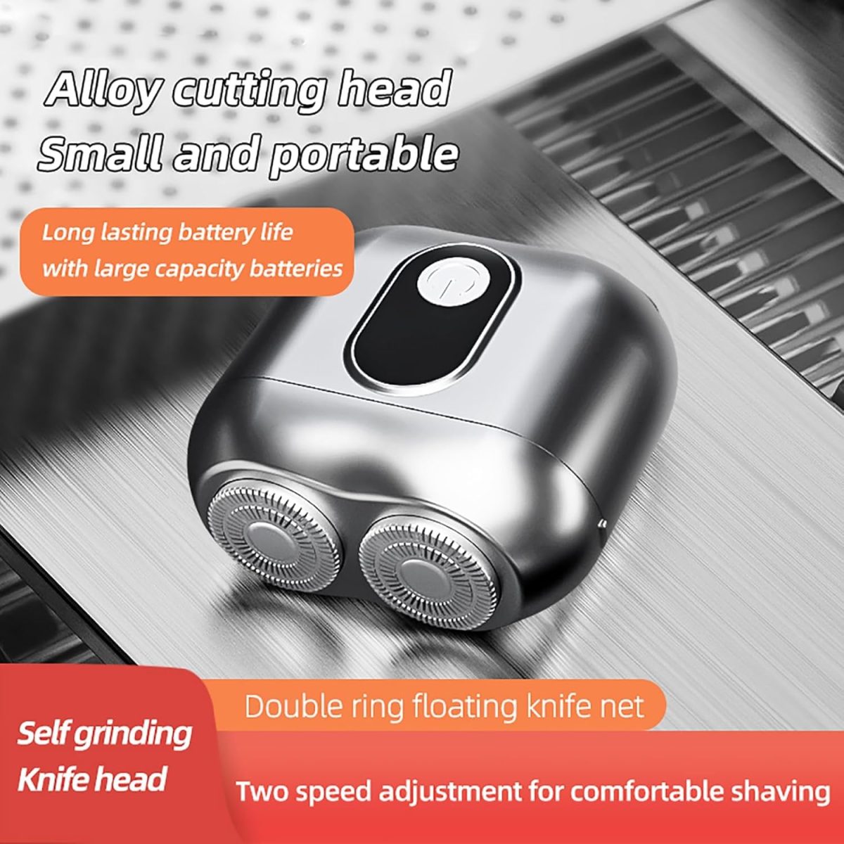 ⁦NALACAL Mini Electric Shaver, Wet Dry Portable Electric Shavers for Men Women, Electroplated Body and Magnetic Shaver Head, Waterproof,Travel Size Toiletries for Travel Car Home, Ideal Gift for Men⁩ - الصورة ⁦4⁩