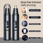 ⁦Rechargeable Nose Hair Trimmer for Men and Women, USB-C Nasal Hair Clipper with LED Display, Painless Ear and Nose Trimmer, Portable Facial Hair Remover, Easy to Clean⁩ - الصورة ⁦2⁩
