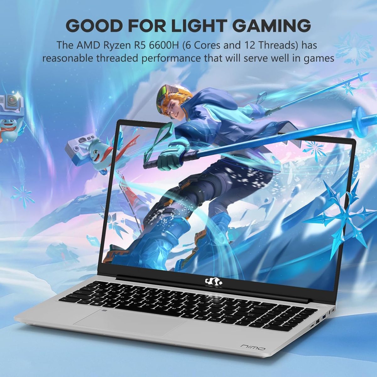 ⁦NIMO 15.6 FHD-Laptop, 32GB RAM 1TB SSD, 6 Cores AMD Ryzen 5 6600H (Beat i5-12450H, Up to 4.5GHz), Gaming-Laptop with 100W Type-C 54Wh Battery WiFi 6 BT5.2 Backlit Keyboard Laptop for Student Business⁩ - الصورة ⁦3⁩