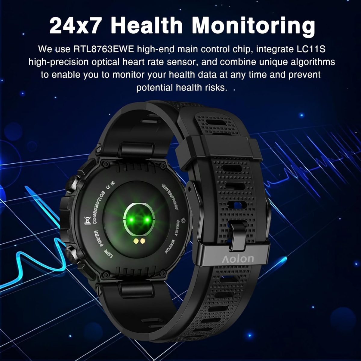 ⁦Aolon Tetra R2 Smart Watch (Answer/Make Call) for Men Women-black⁩ - الصورة ⁦5⁩
