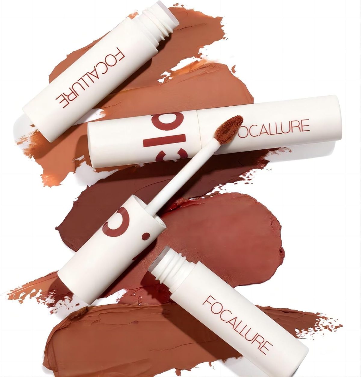 ⁦FOCALLURE Velvet Matte Liquid Lipstick, Satin-Finish Full Coverage Lip Color, High Pigmented Lip Stain for Cheeks and Lips Tint, Smooth Soft Lip Makeup, Lightweight, Quick-Drying, Milk Tea⁩ - الصورة ⁦8⁩