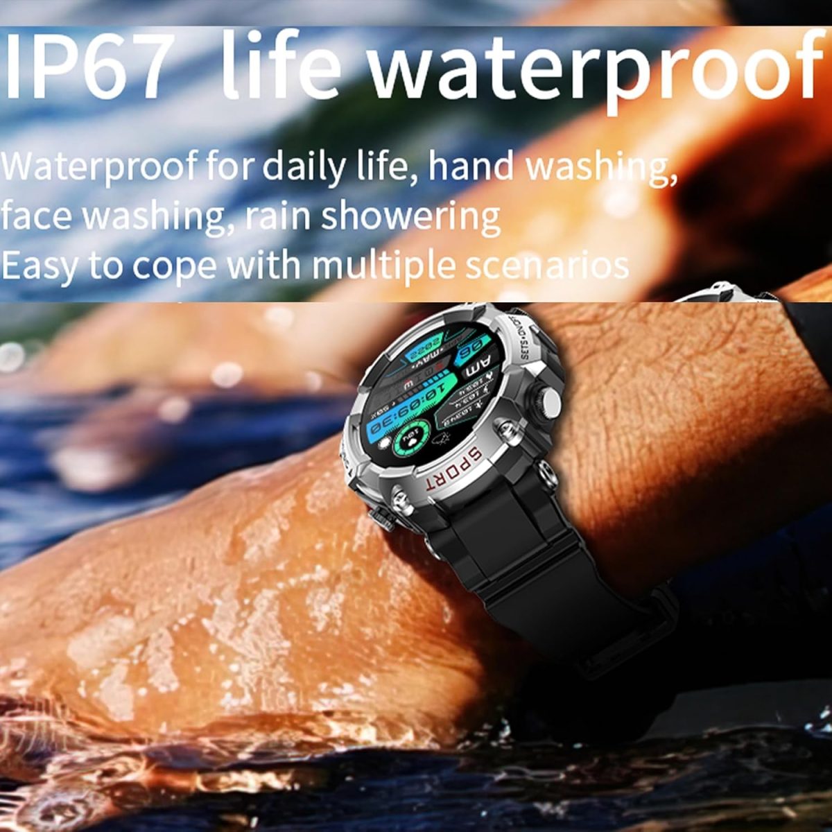 ⁦KASTWAVE Smart Watch with Earbuds, 1.52-inch AMDLED Touch Screen, 8763EW Chip, Smartwatch for Answer/Make Call, Bluetooth Message Notification, Sleep Monitor Sports Smart Watch⁩ - الصورة ⁦6⁩