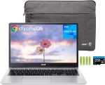 acer Chromebook 315 15.6" HD Laptop for Home & Students, Intel Pentium N6000, 4GB RAM 384GB Storage(128GB eMMC+256GB SD Card), Wi-Fi 6, Numeric Keypad, 2 x Display Port, Type-C, Chrome OS, w/Battery