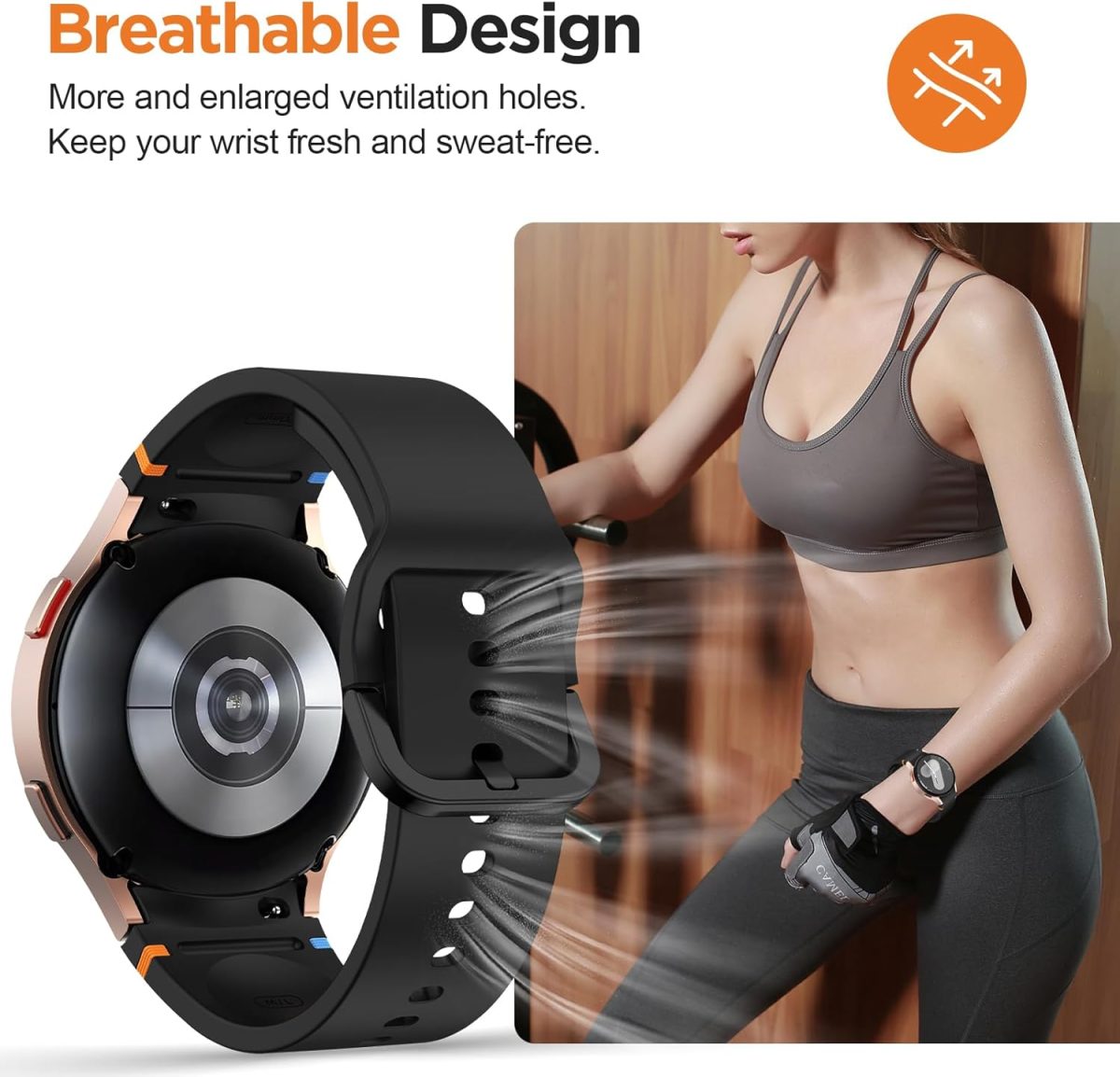 ⁦Silicone Strap Compatible With Samsung Galaxy Watch 7/6/5/4/FE 40mm 44mm, Quick Release No Gap Watch Band for Galaxy Watch 6 Classic/4 Classic 43mm 47mm 42mm 46mm Sport Wristbands⁩ - الصورة ⁦5⁩