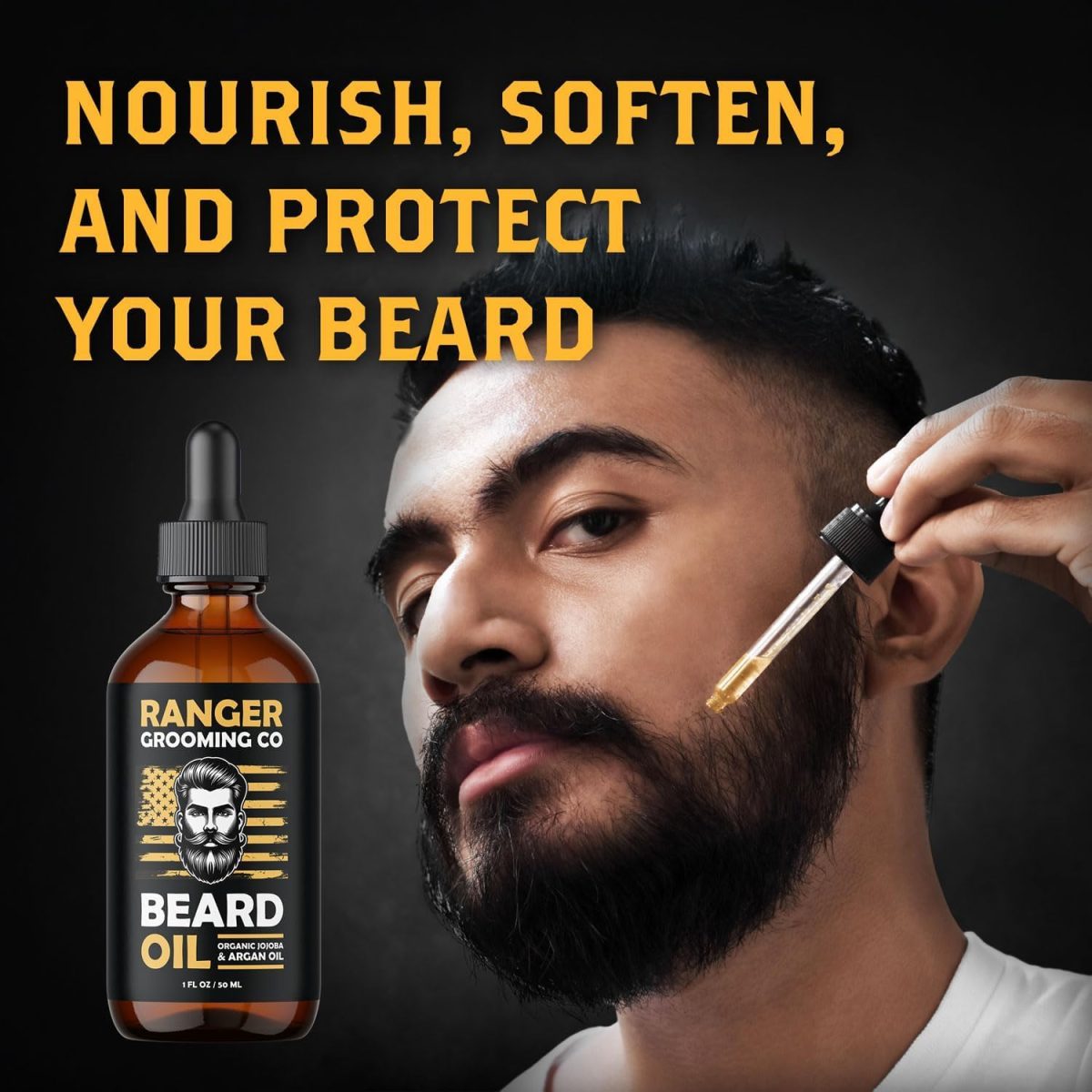 ⁦Fragrance Free Beard Oil & Leave In Conditioner 100% Pure Natural for Groomed Beards Mustaches and Moisturized Skin 1 oz by Ranger Grooming Co by Leven Rose Beard Oil⁩ - الصورة ⁦2⁩