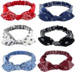 YelaJoy Rabbit Ear Headbands for Women Vintage Paisley Bandana Flower Printed Hairband Elastic Rabbit ear Head Wrap Cute Hair Accessories,pack of 6