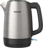 ⁦Philips 2200W Daily Collection Metal Kettle Silver And Black Hd9350/92 Stainless Steel And Black⁩ - الصورة ⁦2⁩