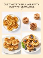 ⁦Reemix Waffle Maker - Mini Waffle Maker for 8 Waffles 4.8 cm, Compact Design with Non-Stick Surface, Easy to Use, Fast Heating, Ideal for Breakfast and Snacks - Black⁩ - الصورة ⁦6⁩