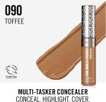 ⁦Rimmel London, Multi-Tasker Concealer, 090 Toffee, Crease-Proof, Transfer-Proof, Waterproof, Up To 24-Hour Wear, Vegan Formula, 0.33oz⁩ - الصورة ⁦2⁩