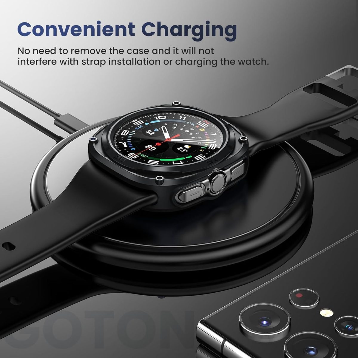 ⁦Ctoby Rugged Bezel Case for Samsung Galaxy Watch Ultra Screen Protector 47mm - Soft TPU Bumper Face Cover + 2 Tempered Glass Film for Galaxy Watch 7 Ultra 47mm Accessories⁩ - الصورة ⁦7⁩