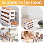 ⁦CooToly Egg Tray Organizer - Auto Rolling Fridge Egg Holder, Space-Saving Dispenser, Large Capacity for Refrigerator (White-1 Pack)⁩ - الصورة ⁦5⁩