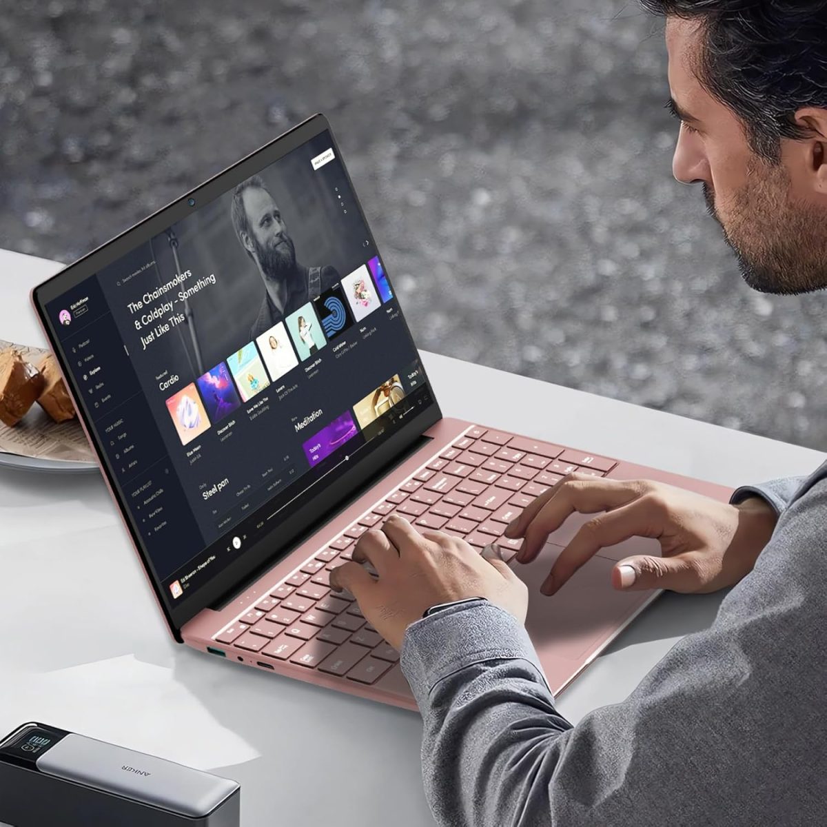 ⁦15.6" Laptop Computer, N95 Processor (4C4T, 1.7-3.4GHz) Gaming Laptop 16GB RAM 512GB PCIe SSD, FHD Display, Backlit Keyboard, Fingerprint Unlock, Students Business Laptop PC Win11 Pro OS,Rose Gold⁩ - الصورة ⁦7⁩