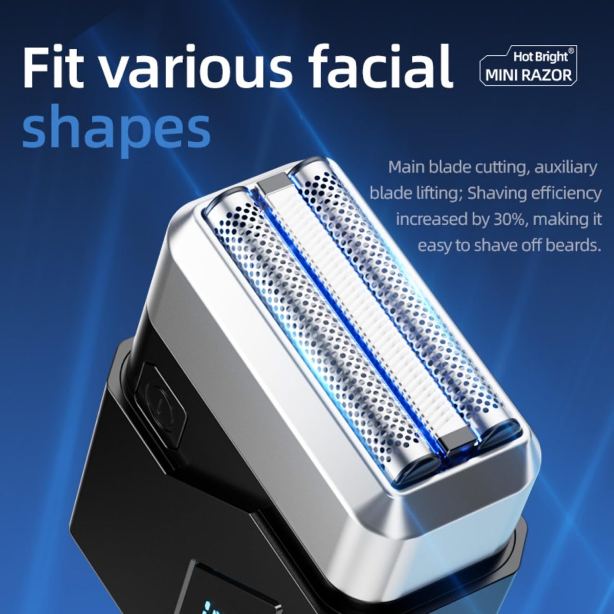 ⁦Electric Razor for Men, Mini Electric Foil Shavers, IPX6 Waterproof Wet Dry Face Razor, Portable Travel Electric Shaver, Led Display, USB Type-C Charging (Black)⁩ - الصورة ⁦5⁩
