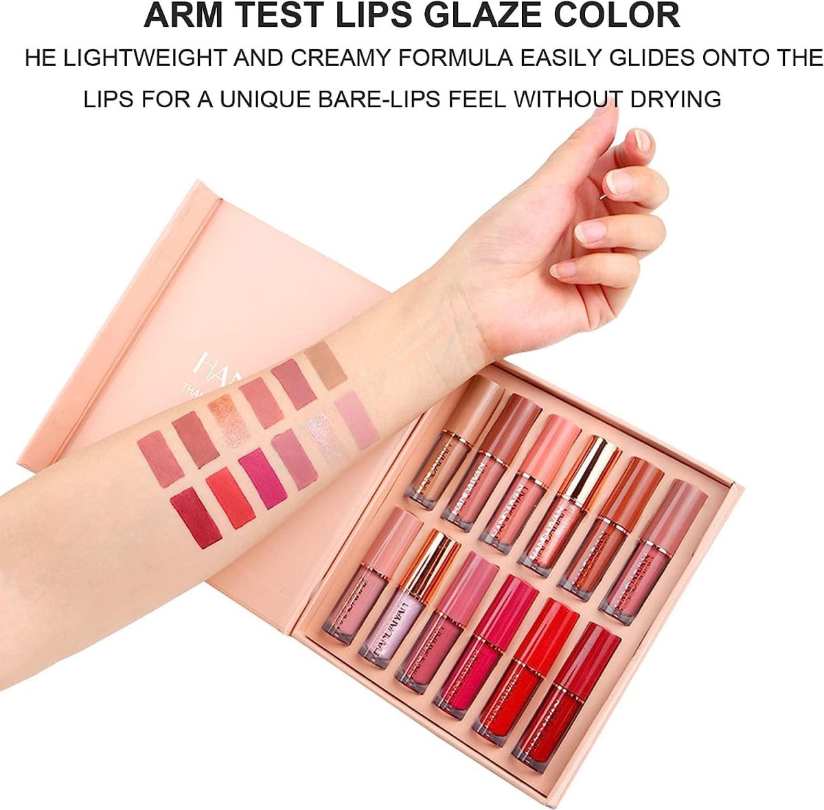 ⁦FALADANA Women's Waterproof Long Lasting Non-Stick Cup Not Fade Nude 12 Pieces Velvet Matte Liquid Lipstick Set⁩ - الصورة ⁦6⁩