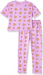 T2F Girls Cotton Printed Oversized Fit Crop Top and Pant Pajama Set