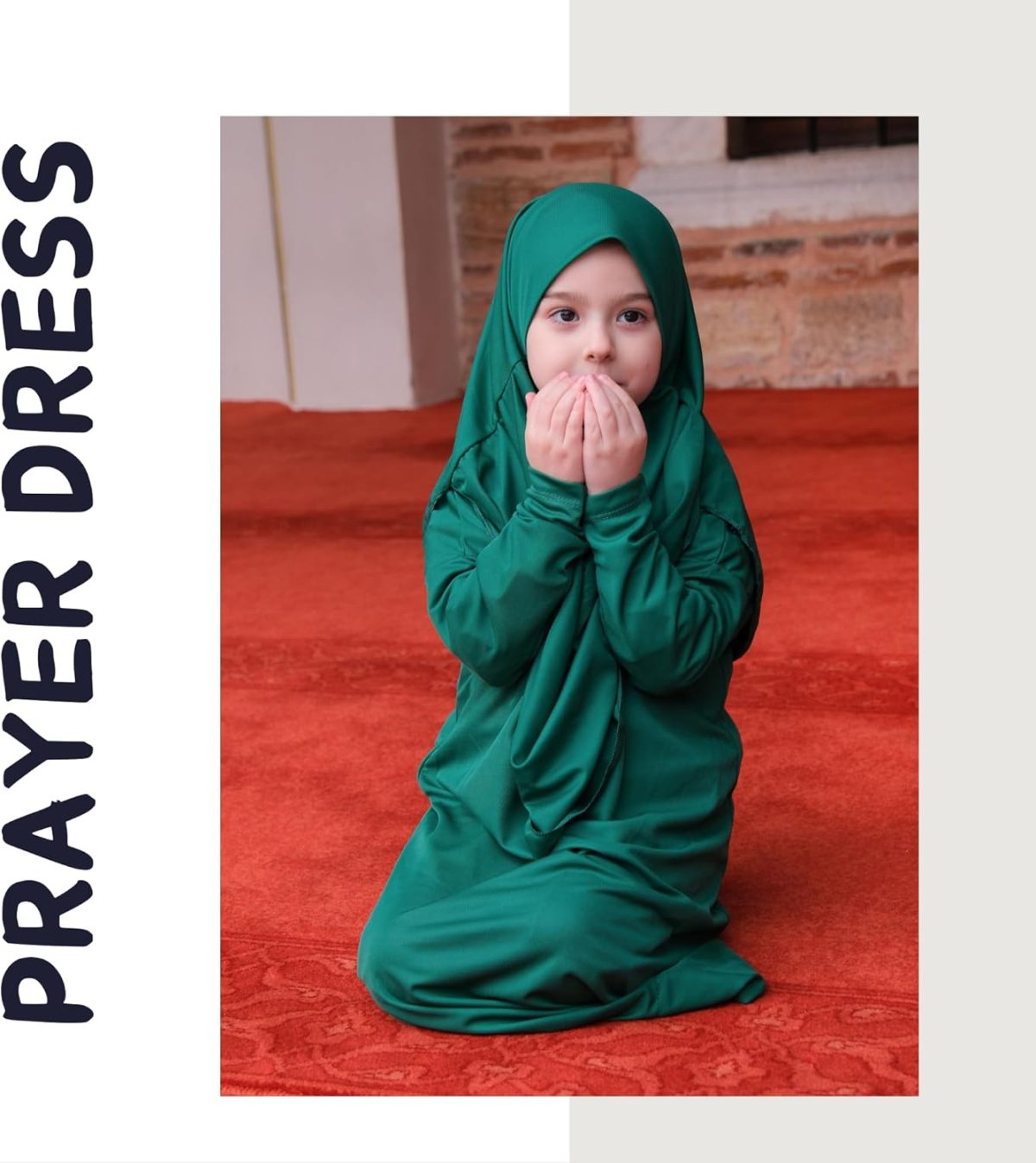 ⁦LOCCO Prayer Dress For Kids | One Piece Long Sleeve Prayer Dresses For Girls | Islamic Kids Hijab Clothes For 6-11 Years Old⁩ - الصورة ⁦5⁩