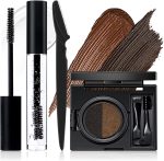 Azonee Air Cushion Eyebrow Gel Kit, Dark Brown and Light Brown Eyebrow Gel with Dual-Ended Eyebrow Brush, Clear Brow Gel, Trimmer, Long Lasting Waterproof Eyebrow Cream for Brow Shaping and Styling