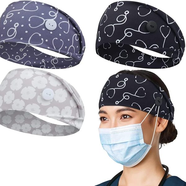 HANNEA® Wide Nurses Headbands Non Slip Elastic Ear Protection for Women