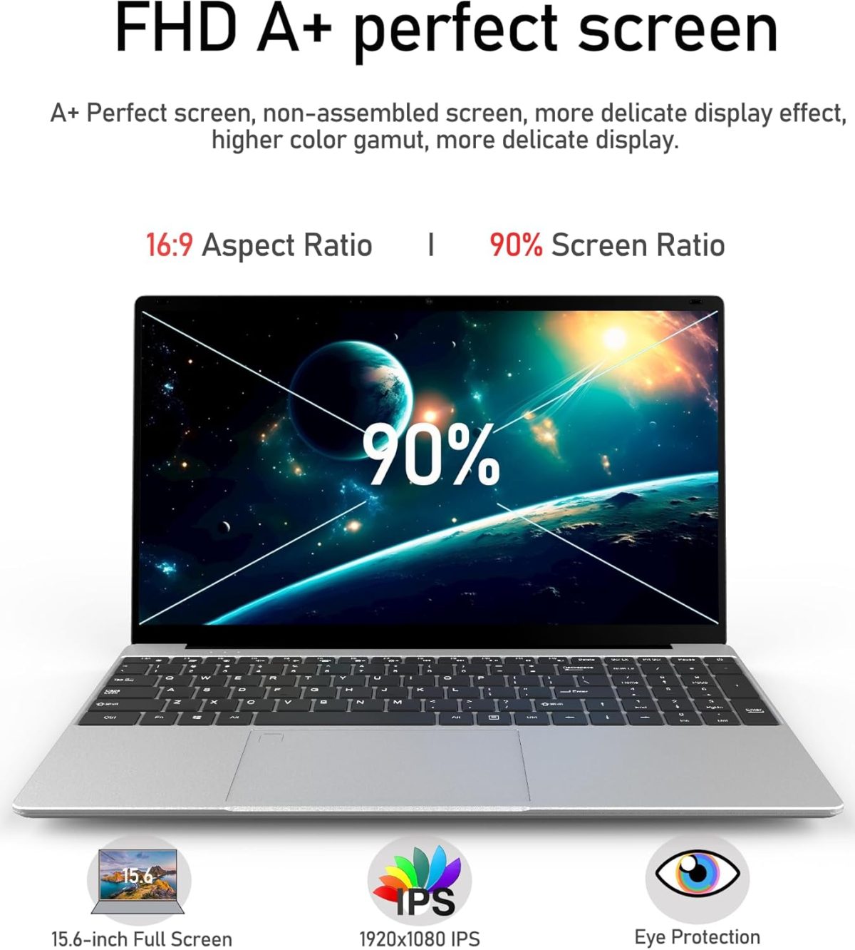 ⁦XYPLOXZ Laptop Computers,15.6" IPS 1080P Screen,N5095 Processor 4C 4T Up to 2.9Ghz 8GB RAM 256GB SSD, Laptops with Fingerprint Recognition Backlit Keyboard,WiFi, USB-C(Data),USB 3.0, Webcam, HDMI⁩ - الصورة ⁦2⁩