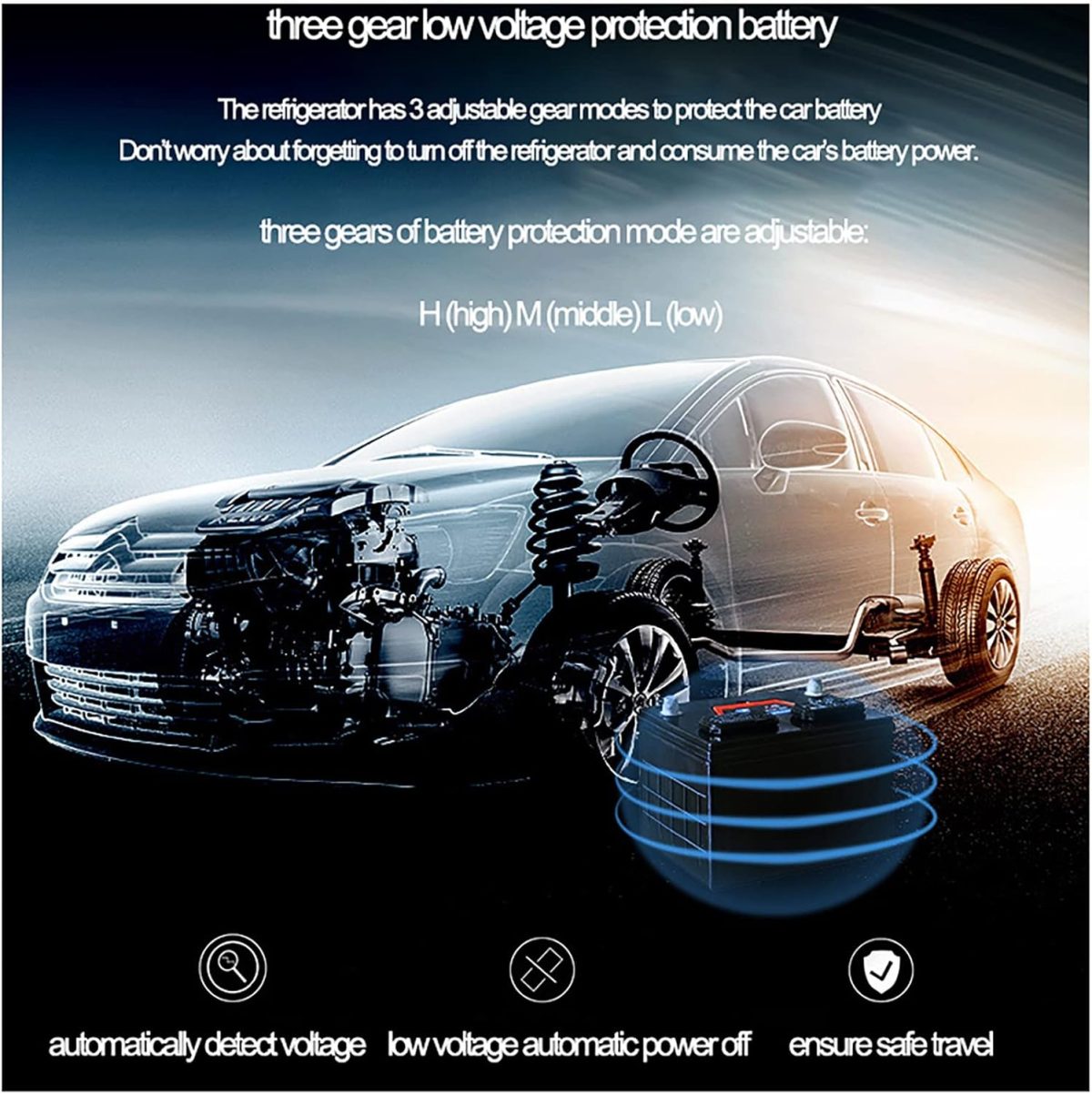 ⁦Car Fridge, 15L Portable Car Refrigerator,Phone App Adjusts The Temperature + 45° Shockproof + LED Lighting,AC+DC(/24V) Mini Fridge,For Camping, Road Trip, Picnic / -20℃ Zeenyi⁩ - الصورة ⁦6⁩